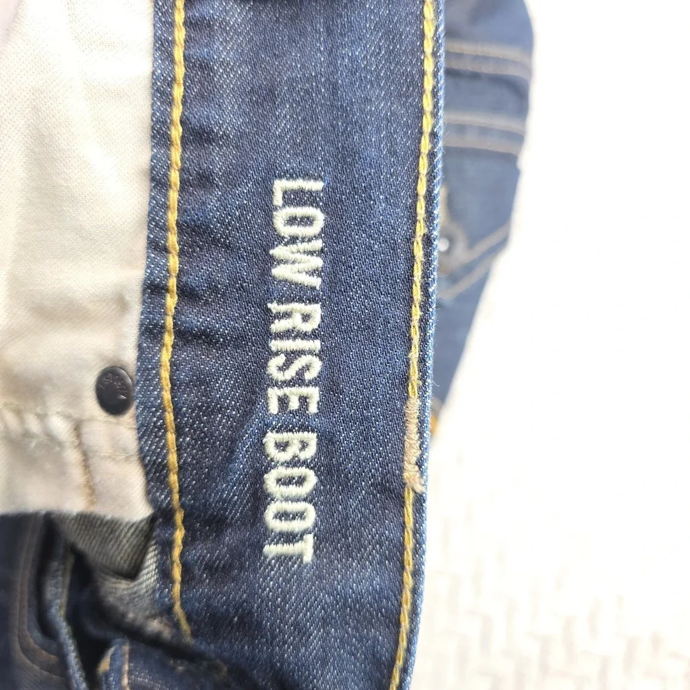 American Eagle Mens Low Rise Boot Jeans Dark Wash Blue 38x32‎ Whiskered Cotton